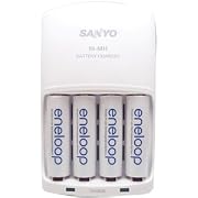 Sanyo Eneloop 4 Pack AA NiMH Pre-Charged Rechargable Batteries w/ Charger