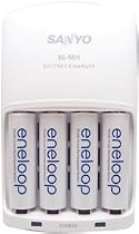 Sanyo Eneloop 4 Pack AA NiMH Pre-Charged Rechargable Batteries w/ Charger