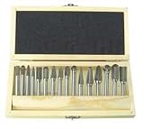 Westward 2LYR9 Carbide Bur Set, Single Cut, 1/4 In, 16 Pcs