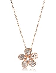 KC Designs "Blossom" 14k Rose Gold and Diamond Flower Small Pendant Necklace Chain, 16"
