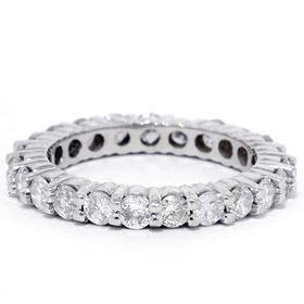 1.50CT White Gold Round Brilliant Cut Real Diamond Eternity Anniversary Band Bridal Womens 14k Ring Color (G/H) Clarity (SI)