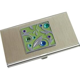 Green Gem Leaf Business Card Case by Holiday Cards