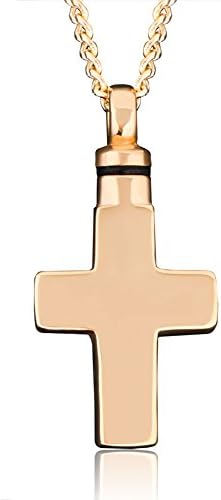 Urn Cremation Ashes Golden Cross Necklace Stainless Steel Jewelry Memorial Keepsake Pendant