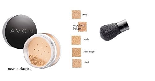 Avon Calming Effect SHELL Loose Powder Mineral Foundation and kabuki brush by Calming Effects