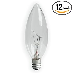 GE 48402-12 60 Watt Decorative Blunt Tip Candelabra Light Bulb with Small Base, Crystal... by General Electric