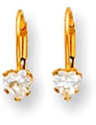 MadiK® Kids Collection 14k Yellow Gold 4mm Heart CZ Leverback Earrings