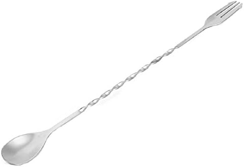 Thread Handle StaInless Steel Swizzle Stick Cocktail Stirrer Mixing With Spoon and Fork Long Spoon Mixer Stirrer