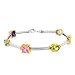 White Gold Rhodium and 14k Gold Bonded Assorted CZ Bracelet with Lobster Clasp in Twotone