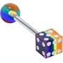 Single Rainbow Dice Barbell Tongue Ring