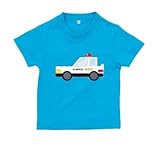 BabyChips パトカー(名入れ半袖ベビーTシャツ) 70 ターコイズ