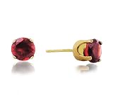 Garnet Round-Cut Stud Earrings