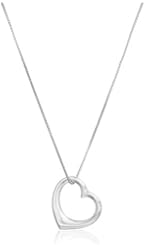 Sterling Silver Open Medium Heart Pendant Necklace