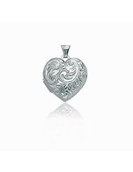 Sterling Silver Heart Floral Pendant Photo Locket (20 x 25mm)