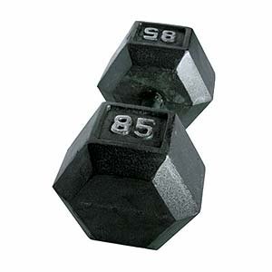85 lb Grey Cast Iron Hex Dumbbell