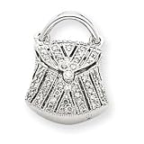 14k White Gold Hollow 3-Dimensional Handbag Pendant