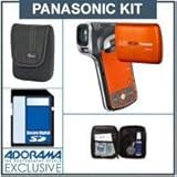 Panasonic HX-WA10 16MP HD Waterproof Dual Camcorder Kit - Orange - with 8GB ....