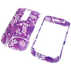 Purple with White Vines Flowers Design Snap-On Cover Case Cell Phone Protector for BlackBerry Bold 9000