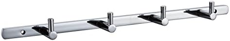 Luangter Bathroom Solid Brass Hook Rail/Rack with 4 Hooks Wall Mount Polished Chrome, A1060H4