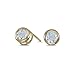 14k Yellow Gold Round Aquamarine Bezel Stud title=