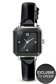 Faceted Square Face Diamanté Analogue Watch