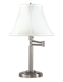 Good Earth Lighting G5150-BN-I Taverna One Light Table Lamp with White Fabric Shade, Brushed Nickel