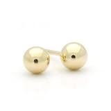 14K Yellow Gold 4mm Ball Stud Safety Back Earrings For Children & Women
