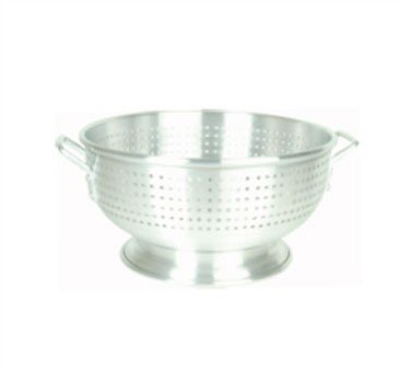 Colander, 8 Quart Capacity, Perforated, Riveted Handles, Heavy Duty Aluminum
