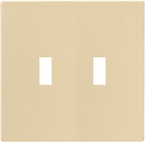 Cooper Wiring Devices PJS2V Polycarbonate 2-Gang Screwless Toggle Switch Mid Size Wall Plate, Ivory