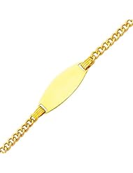 14K Yellow Gold 2.0mm Hollow Baby ID Concave Curb Bracelet with Spring Ring Clasp - 6" Inches