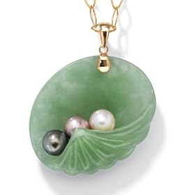 Jade/Pearl 14k Gold Pendant by 