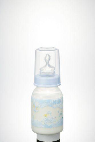 Nuk スタンダードほ乳びん(ポリプロピレン製) 110ml/シリコーンニップル/ローズ&ブルー/ブルー FDNK0070104