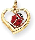 Enamel Ladybug in Heart Charm, 14K Yellow Gold
