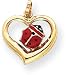 Jewelry : Enamel Ladybug In Heart Charm, 14K Yellow Gold