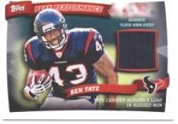 2010 Topps Peak Performance Relics #PPR-BT Ben Tate - Houston Texans (Piece of Authentic Jersey / Rookie Insert)(Football Cards)