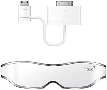 [White+iPhone 4/4S Adapter] ACCUPIX Mybud 100" 3D Viewer HMD Glasses Screen HDMI to mini HDMI Full HD