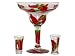 ArtisanStreets Chili Pepper Margarita Shooter Set. Hand Painted 3-Piece Set Features Oversized Margarita Glass With Two Matching Shooters. Design Of Hot Red Chilies. Made to Order, Signed By Artisan.