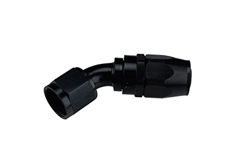 45 Degree -6AN Swivel Hose End Flare Steel Braided Black 6 AN, 9045-06B