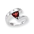 Garnet and Diamond Sterling Silver Ring (Sizes 6-8)