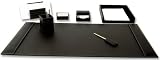 7 Piece Desk Set, Black Rustic Leather Executive Desk Set, Blotter, Letter Holder, Memo Holder, Business Card Holder, Pencil Cup, Letter Tray, Letter Opener