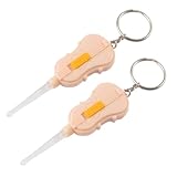 Rosallini 2 Pcs Pink Violin Design White Lamp Earpick Ear Wax Remover Ears Care Tool Keyring