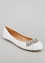 Embellished Crinkle Leatherette Ballerina Flat