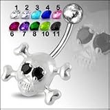 Skull Shaped Jewelled Non-Moving Belly Ring Body Jewelry