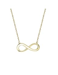 14K Solid Yellow Gold High Polished Eternal Infinity Charm Necklace with Rolo Link Chain *Made in the U.S.A.* Available in 16" and 18"