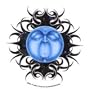 Pierced Blue Moon on Tribal Background by R. Biffle - Clear Round Sticker / Decal