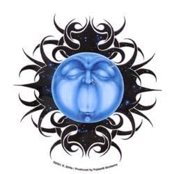 Pierced Blue Moon on Tribal Background - Clear Sticker / Decal