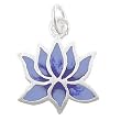 Small Lotus Flower Pendant with Light and Dark Blue Epoxy Finish in Sterling Silver, #8222