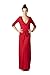 On Trend Women's Paris Solid Chevron 3/4 Sleeve Long Maxi Dress