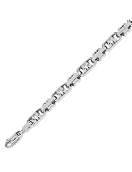 14K Solid White Gold Hip Hop Bullet Chain Bracelet 7mm (17/64 in.) - 8.5 in.