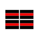 Thin Red Line Decal - Sheet of 4 - Firefighters Fireman - Window Bumper Laptop Stickers