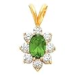 14K Yellow Gold Chatham Created Emerald and Diamond Pendant